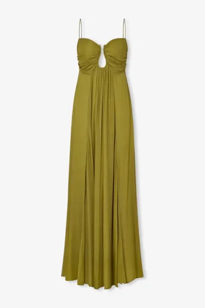 Design Olive Green Ruched Keyhole Maxi Dress - 6