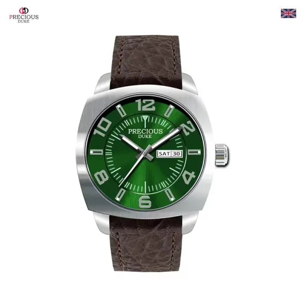 Design Precious Duke Gold-Tone Chrono Watch with Brown Leather Strap Watches - 12