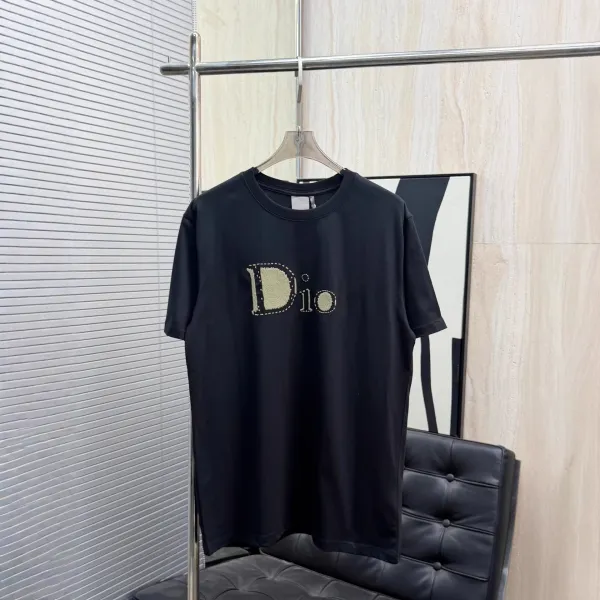 Dior Dior Logo Embroidered Black T-Shirt - 1