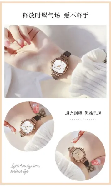 Design Belbi Square Dial Rose Gold Watch with Brown Leather Strap Watches - 9