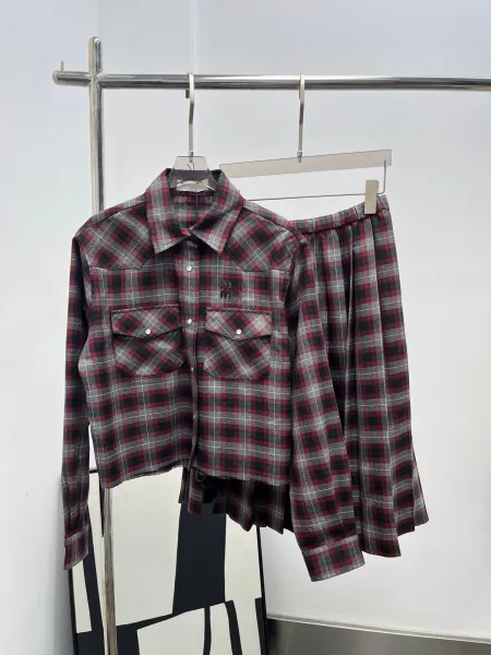 Design Plaid Western Shirt Burgundy Gray Multicolor Shirt Tops Shirt - 8