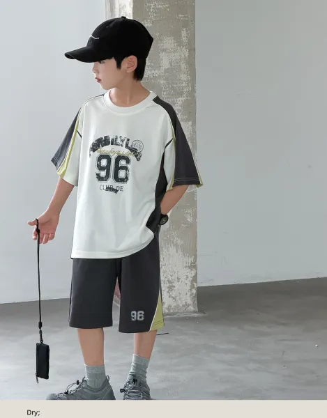 Design '96 Club' Graphic T-Shirt and Shorts Set White / Black / Yellow Casual Set - 9