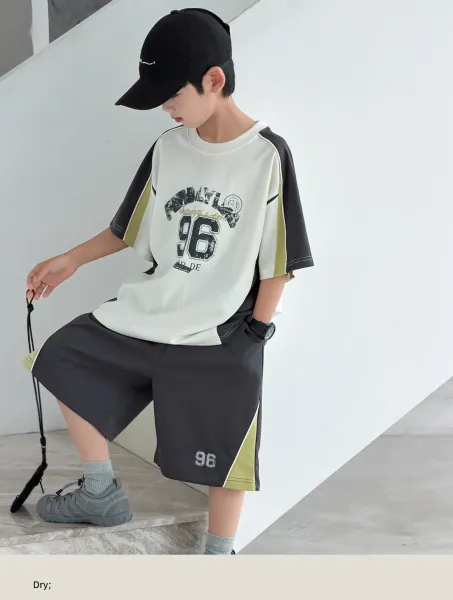 Design '96 Club' Graphic T-Shirt and Shorts Set White / Black / Yellow Casual Set - 12