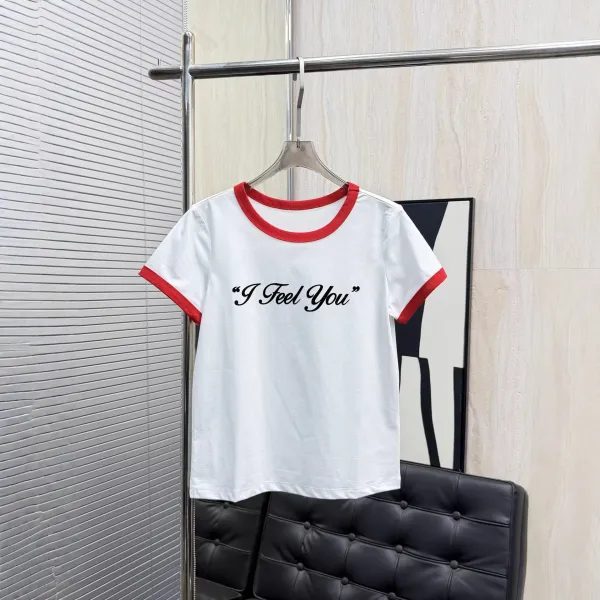 Design "I Feel You" Ringer T-Shirt White with Red Trim - 1