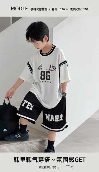 Design Graphic Print Oversized T-Shirt and Basketball Shorts Set White / Black - 3
