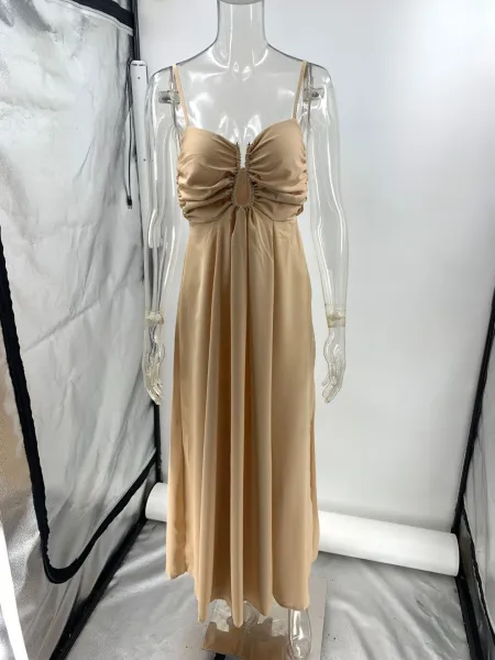 Design Olive Green Ruched Keyhole Maxi Dress - 11