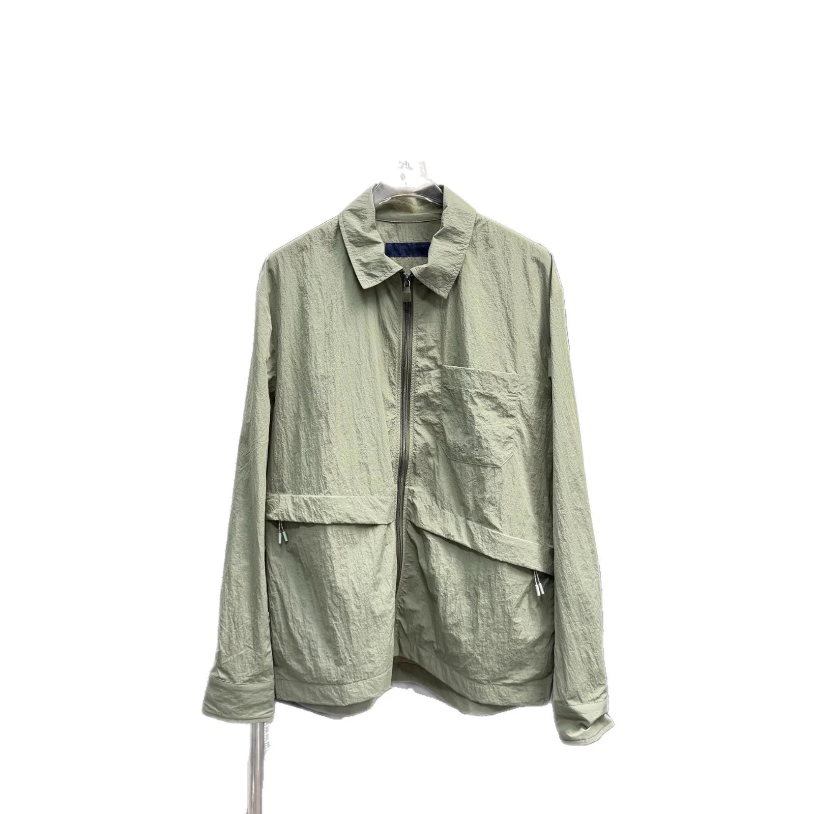 Olive Green Lightweight Utility Jacket Casual Outerwear
