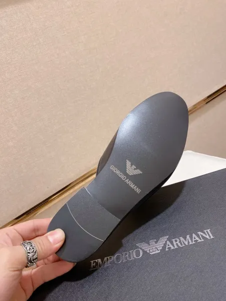 Giorgio Armani Eagle Logo Black Leather Mule Slippers - 8