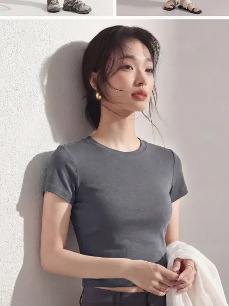 Design Nanlan Apparel 0 Polyester Regular Fit T-Shirt Gray T-Shirts - 27