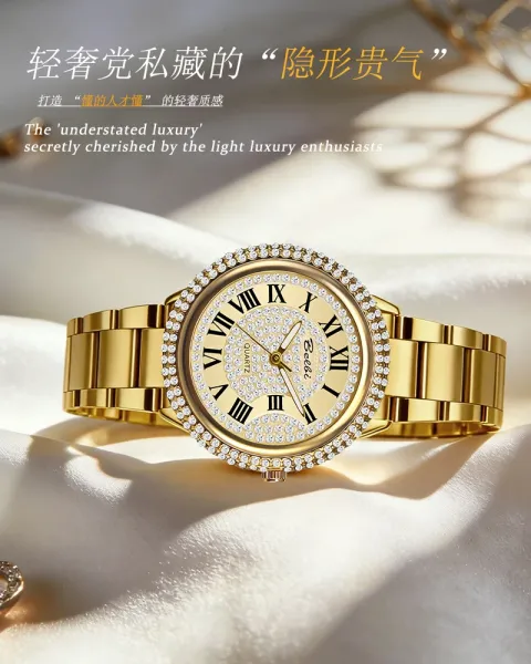 Design Belbi Crystal-Encrusted Roman Numeral Quartz Watch Silver Watches - 6