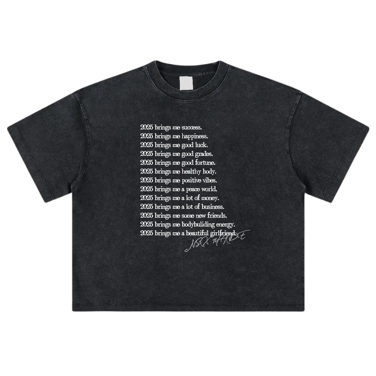 Wash black BOXY short width short sleeved