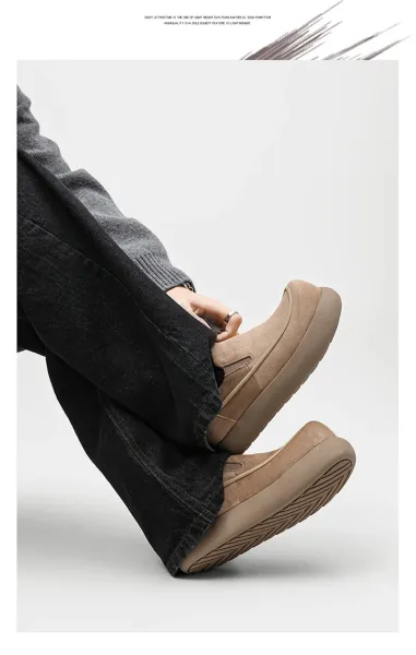 Design Suede Loafer Slip-On Beige Casual Shoes - 21