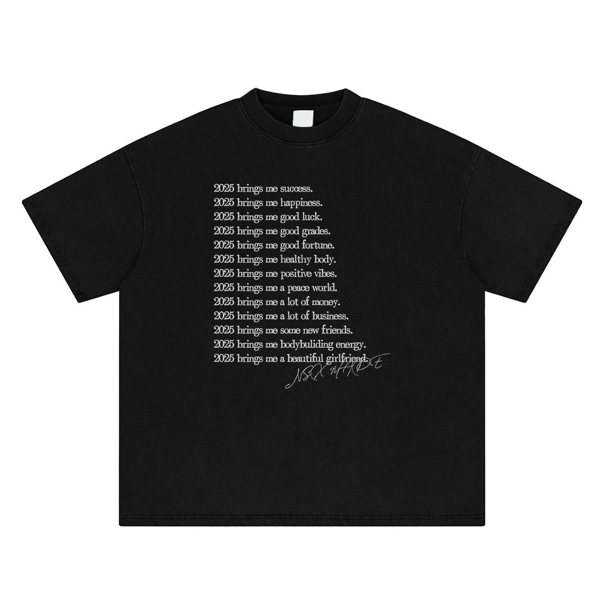 Pure black regular loose fit short sleeved shirt