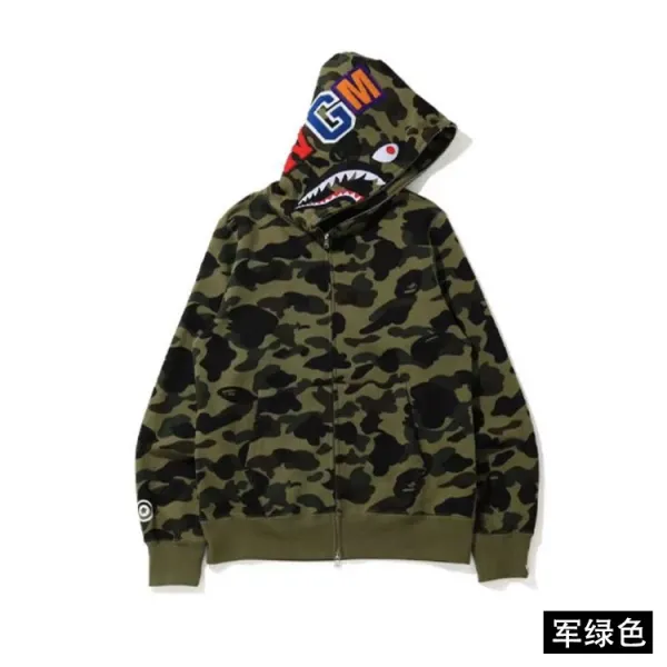 A Bathing Ape Shark Hoodie Army Green - 1