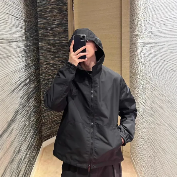 Design Windbreaker Jacket Black Outerwear - 5