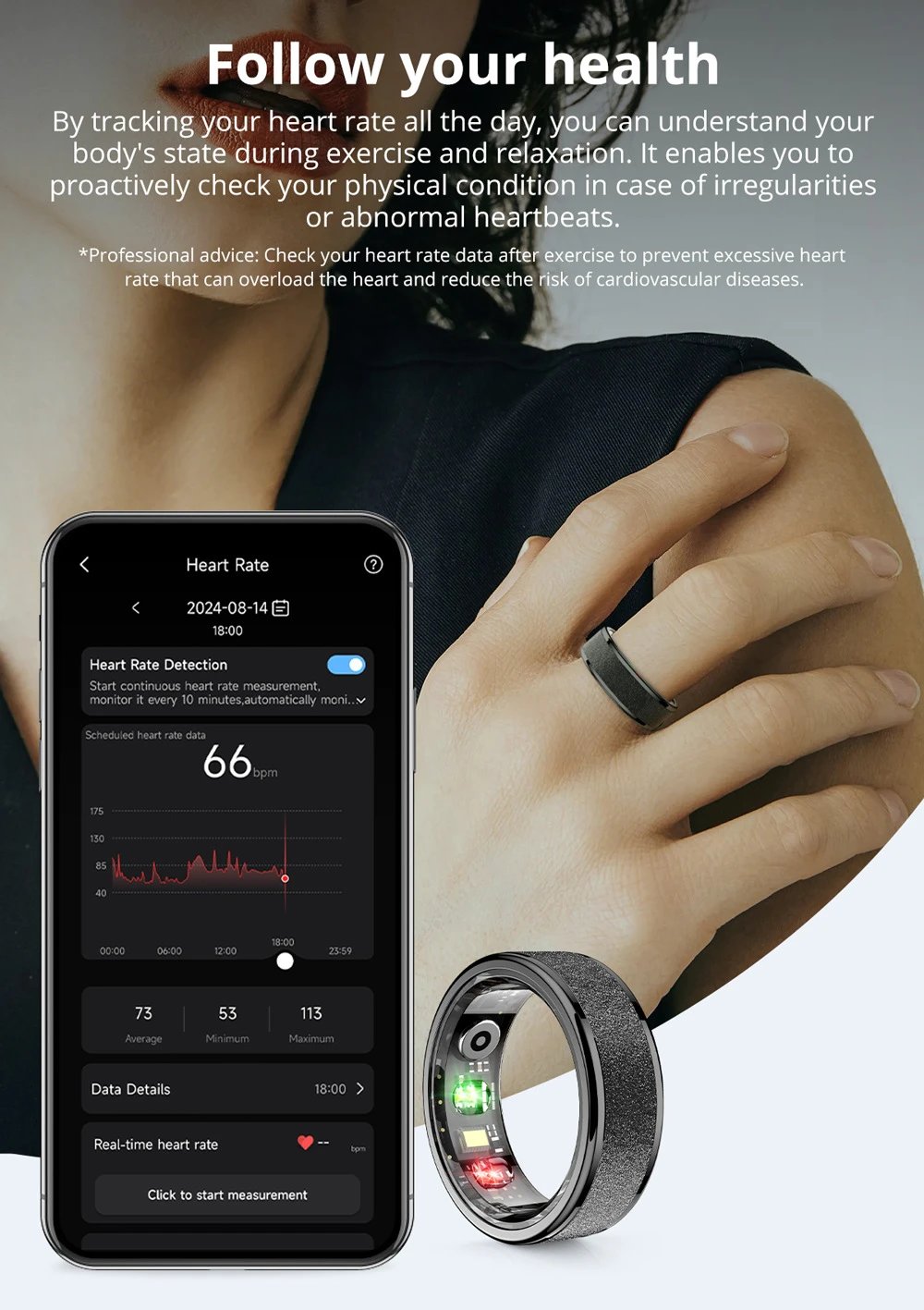 Design COLMi Smart Ring Black Smartwatch Smartwatches - 9