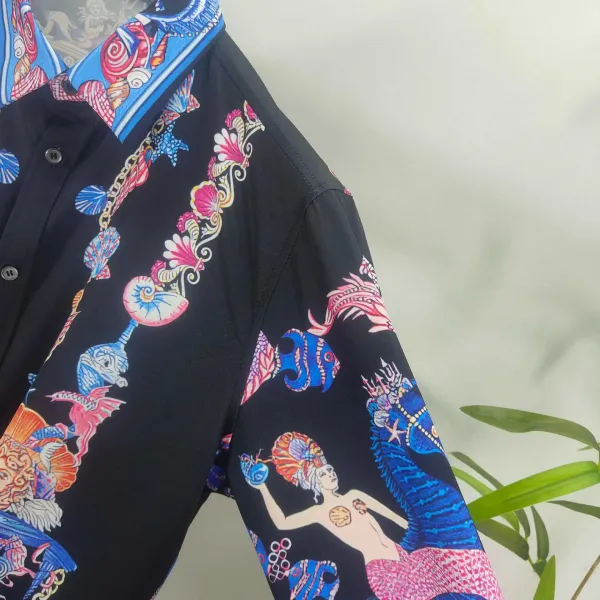 Versace Baroque Print Shirt and Shorts Set Navy Multicolor - 8