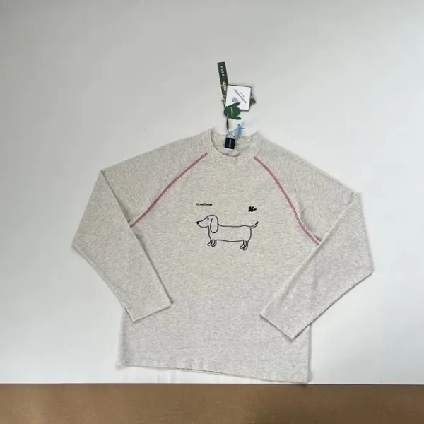 Design Dachshund Print Long-Sleeve Tee Gray T-Shirts - 17
