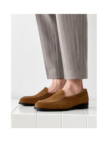 Design Suede Loafer Brown Casual Shoes - 4