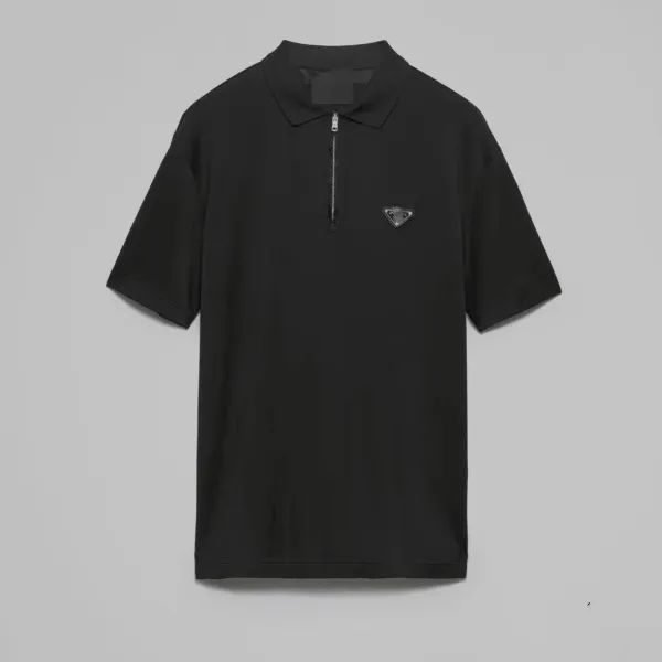 Prada Re-Nylon Zip Polo Navy Polo Shirt - 3