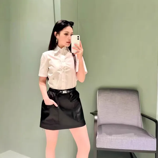 Prada Short-Sleeve Button-Up Shirt White - 4