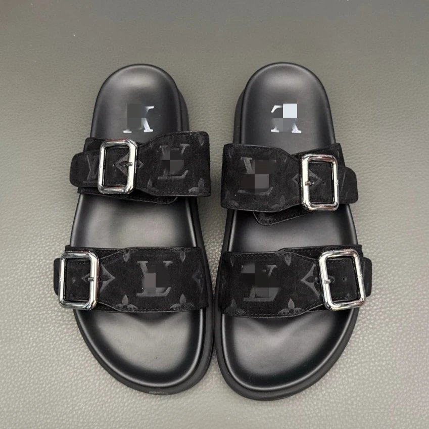 Louis Vuitton Monogram Slingback Slide Sandals Black Slippers