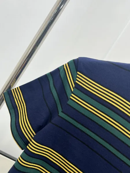 Design Striped Pocket T-Shirt Navy Green Yellow - 12