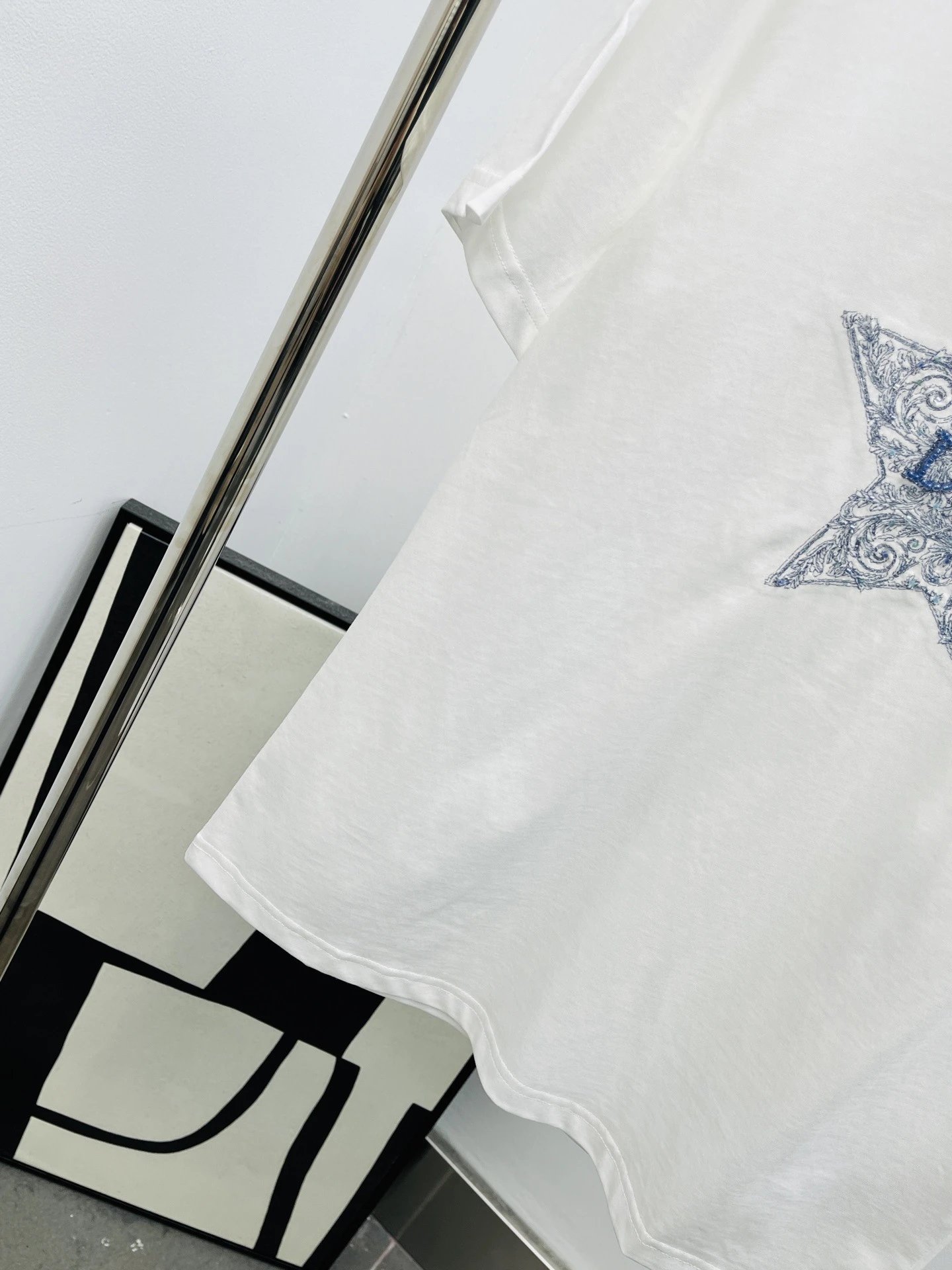 Dior Star Embroidered White T-Shirt - 11