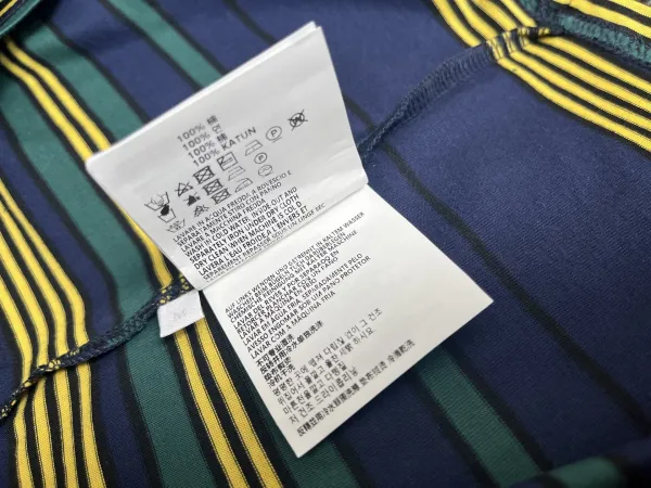 Design Striped Pocket T-Shirt Navy Green Yellow - 15