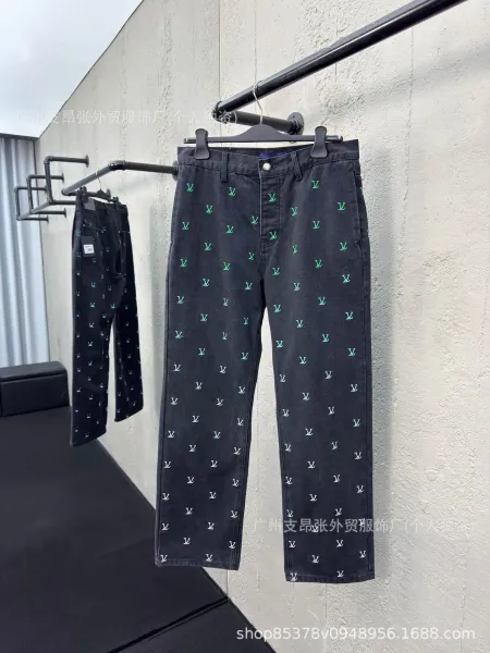 Louis Vuitton Monogram Print Denim Jeans Black - 1