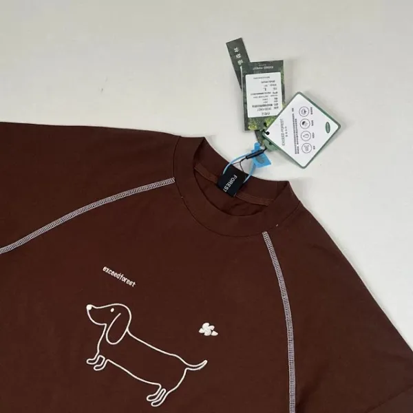 Design Dachshund Print Long-Sleeve Tee Gray T-Shirts - 22