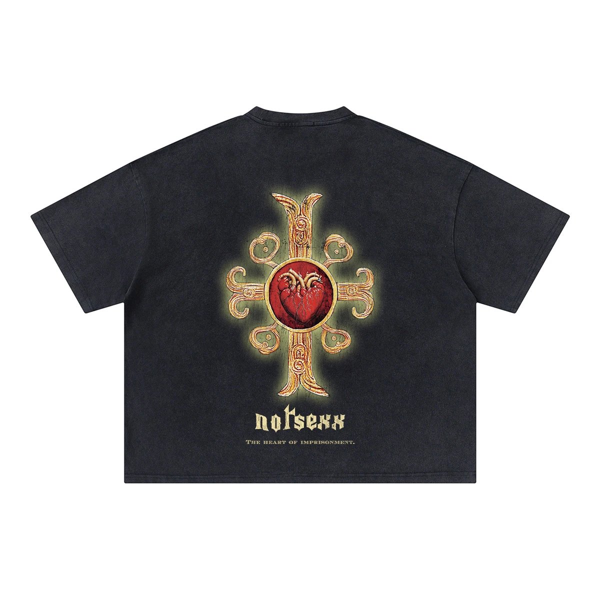 Nolsexx The Heart Of Imprisonment Black Gothic Graphic T-Shirt