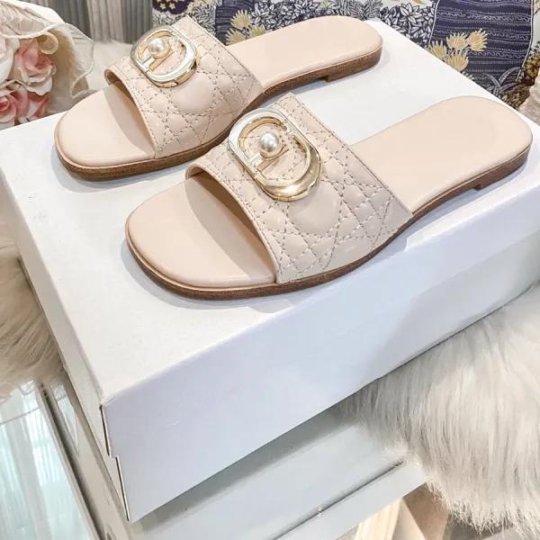 Dior J'Adior Slide Beige Quilted Leather Slippers - 6