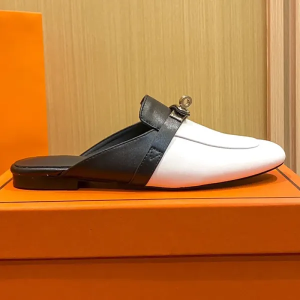 Hermès Oran Mule Light Blue Leather Slipper - 16