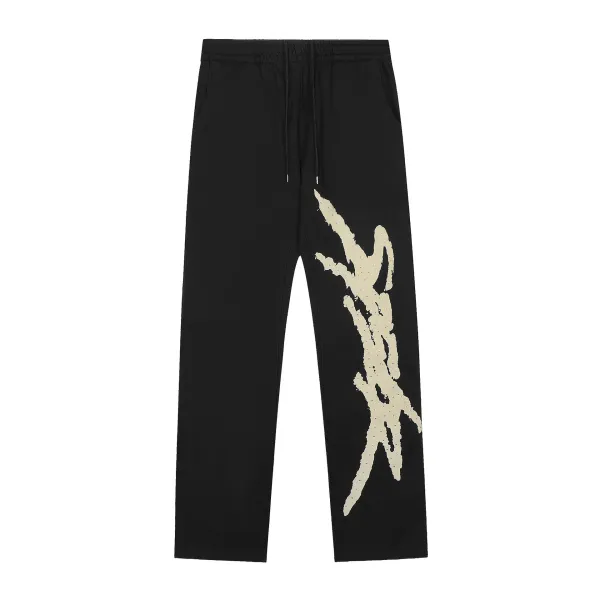 Design Abstract Print Black Sweatpants - 1