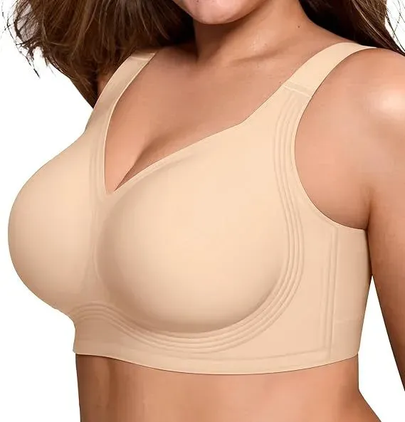 Design Seamless V-Neck Wireless Bra Beige Underwear - 8