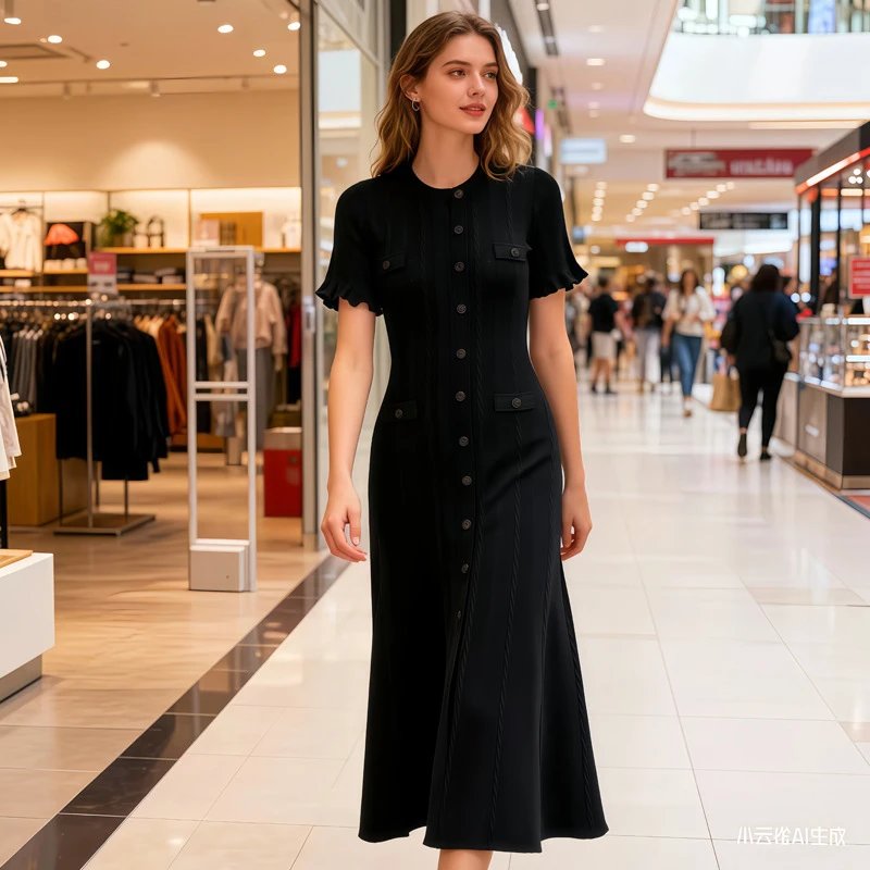 Design Knit Button-Front Midi Dress Burgundy - 11