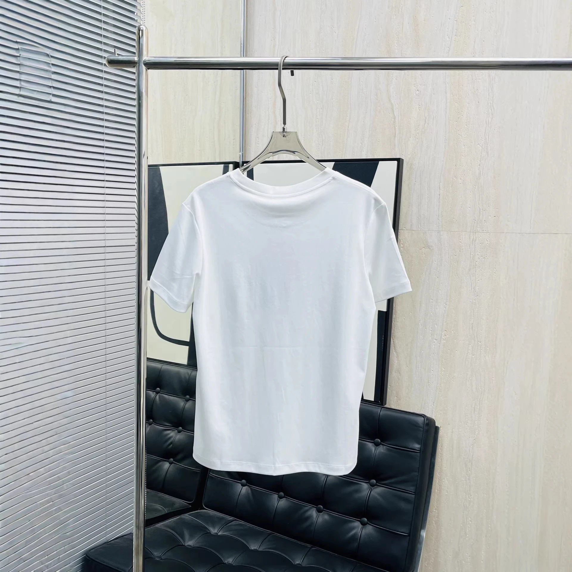 Cotton T-Shirt White Embellished Lock Patch Casual