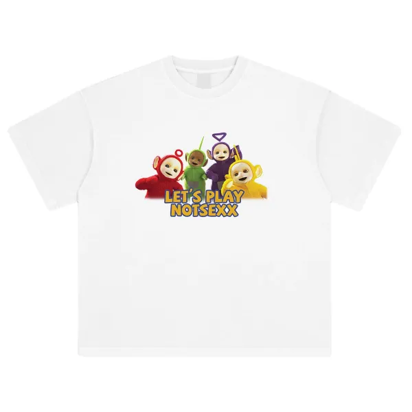 Design Teletubbies 'Let's Play Notsexx' Black T-Shirt - 7