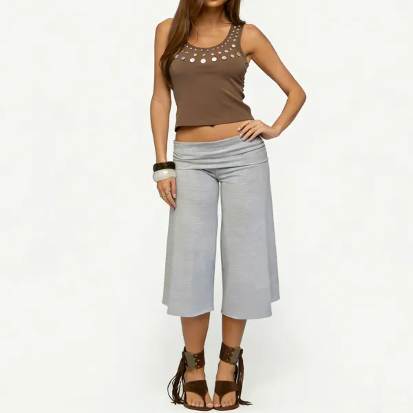 Design Wide-Leg Cropped Pants Pink - 9