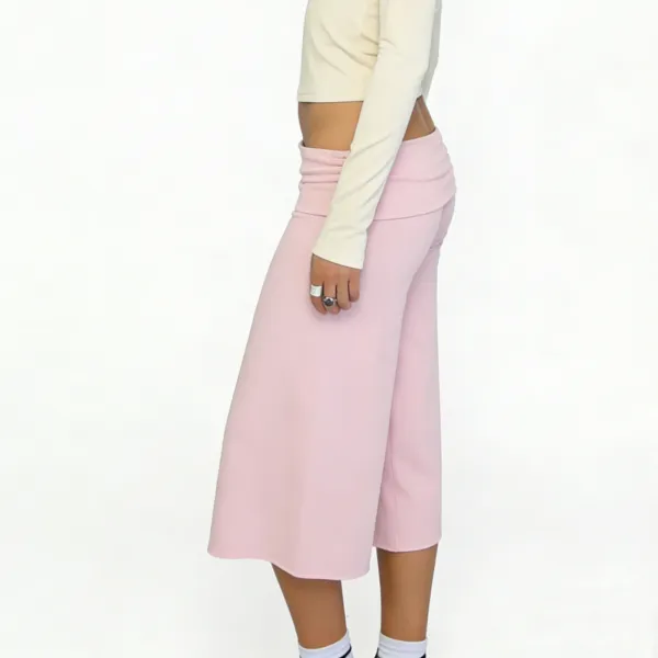 Design Wide-Leg Cropped Pants Pink - 12