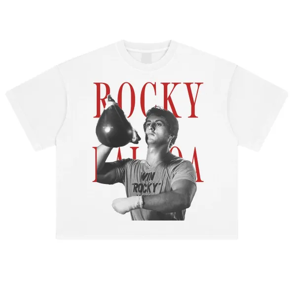 Design NOTSEXx Rocky Balboa Graphic Long Sleeve T-Shirt White / Black T-Shirts - 16
