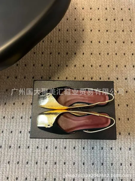 Design Slingback Loafers Black Leather-Suede Hybrid Heels - 10