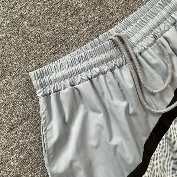 Design Mesh Panel Track Shorts Gray with Yellow and Black Stripe - 22
