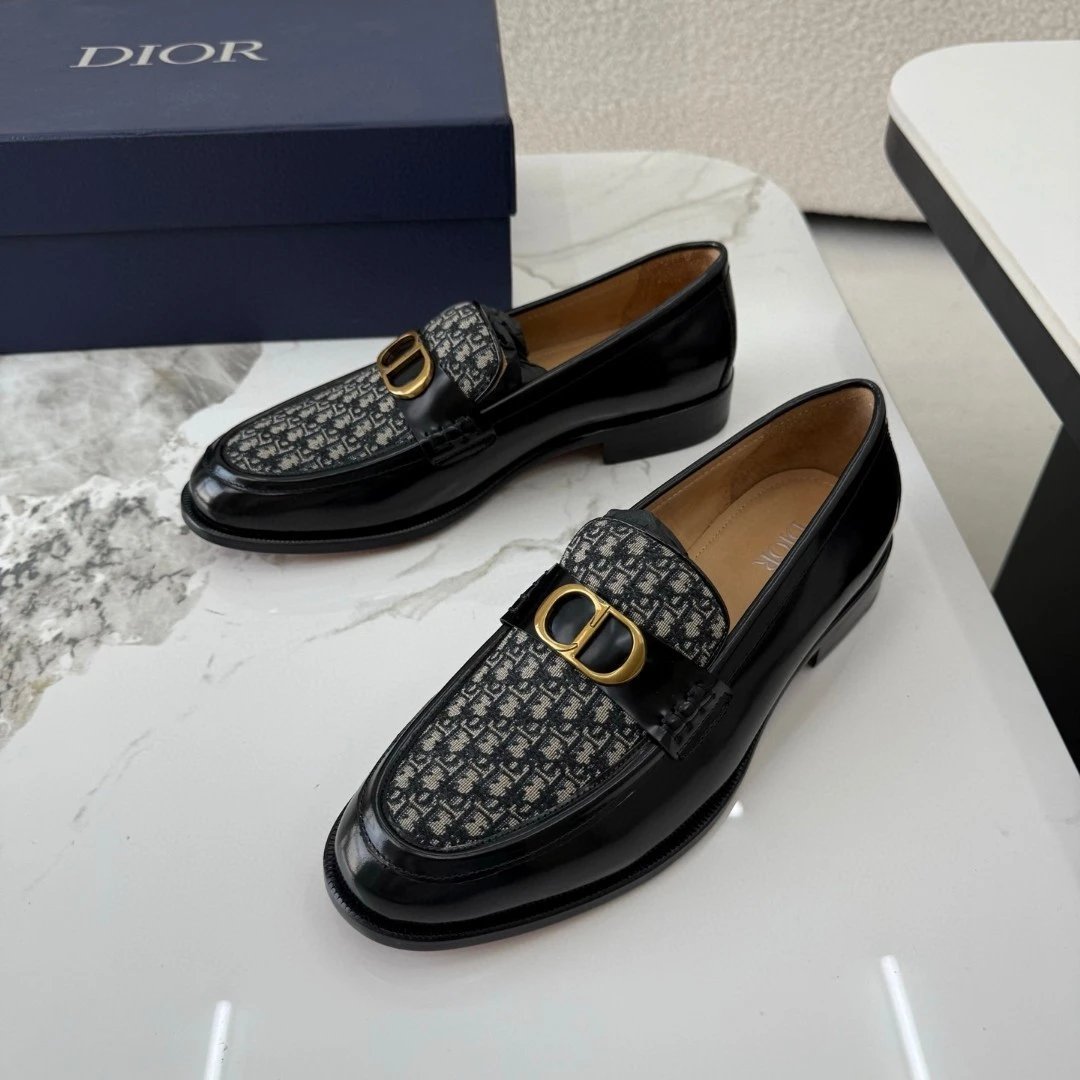 Dior Dior Oblique Loafers Black and Beige - 7