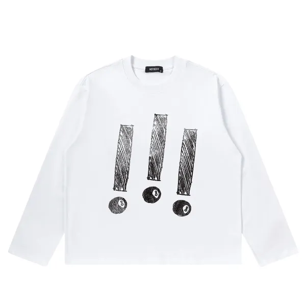 Design Three Exclamation Marks and 8-Ball Graphic Cropped T-Shirt - 12
