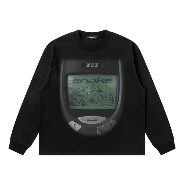 Design NOTGEXX Snake Game Long Sleeve T-Shirt Black T-Shirts - 1