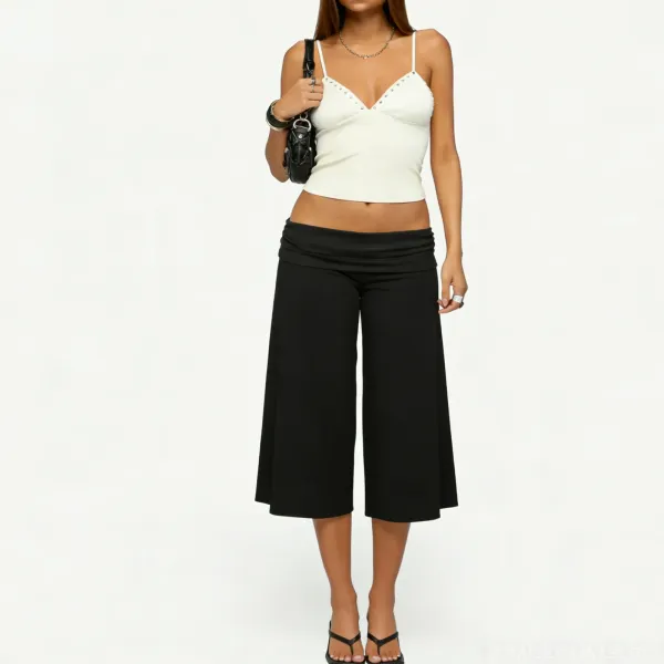 Design Wide-Leg Cropped Pants Pink - 33
