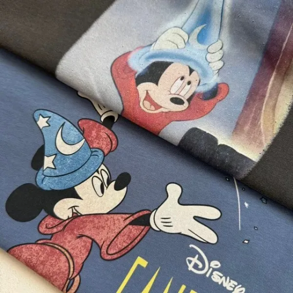 Design Disney Fantasia Mickey Mouse Graphic Oversized T-Shirt Gray T-Shirts - 22