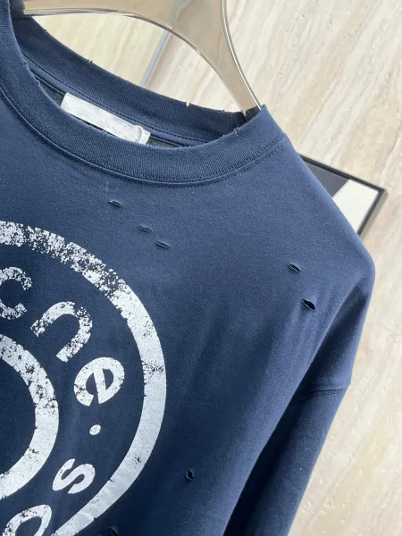 Acne Studios Distressed Logo Print Navy T-Shirt - 12